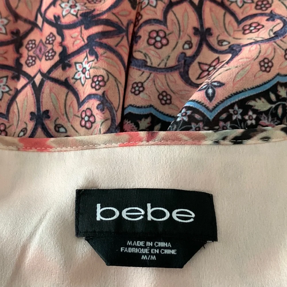 Bebe baby doll dress pink, cream, tan. Size M - Picture 7 of 7